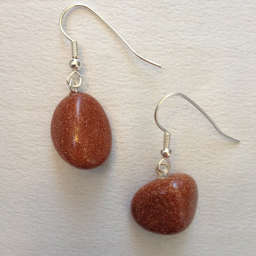 Red Goldstone Gemstone Earrings